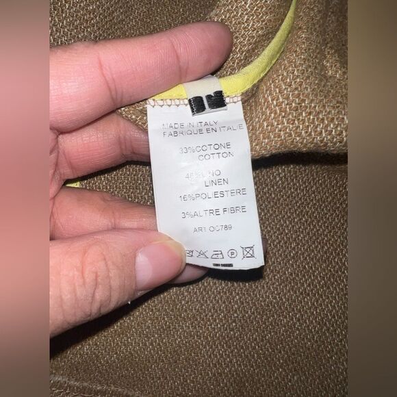 Souvenir Italy Lightweight Ecru Linen Duster Coat w/ Raw-Edge Collar Large EUC - Picture 4 of 6